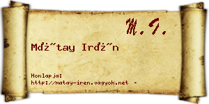 Mátay Irén névjegykártya